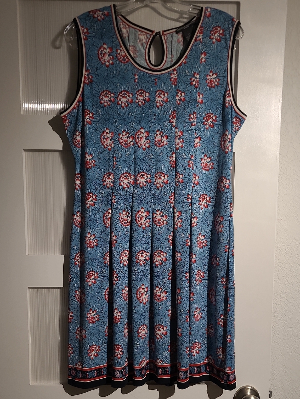 Chelsea & Theodore Blue Floral Sundress with Red Accents